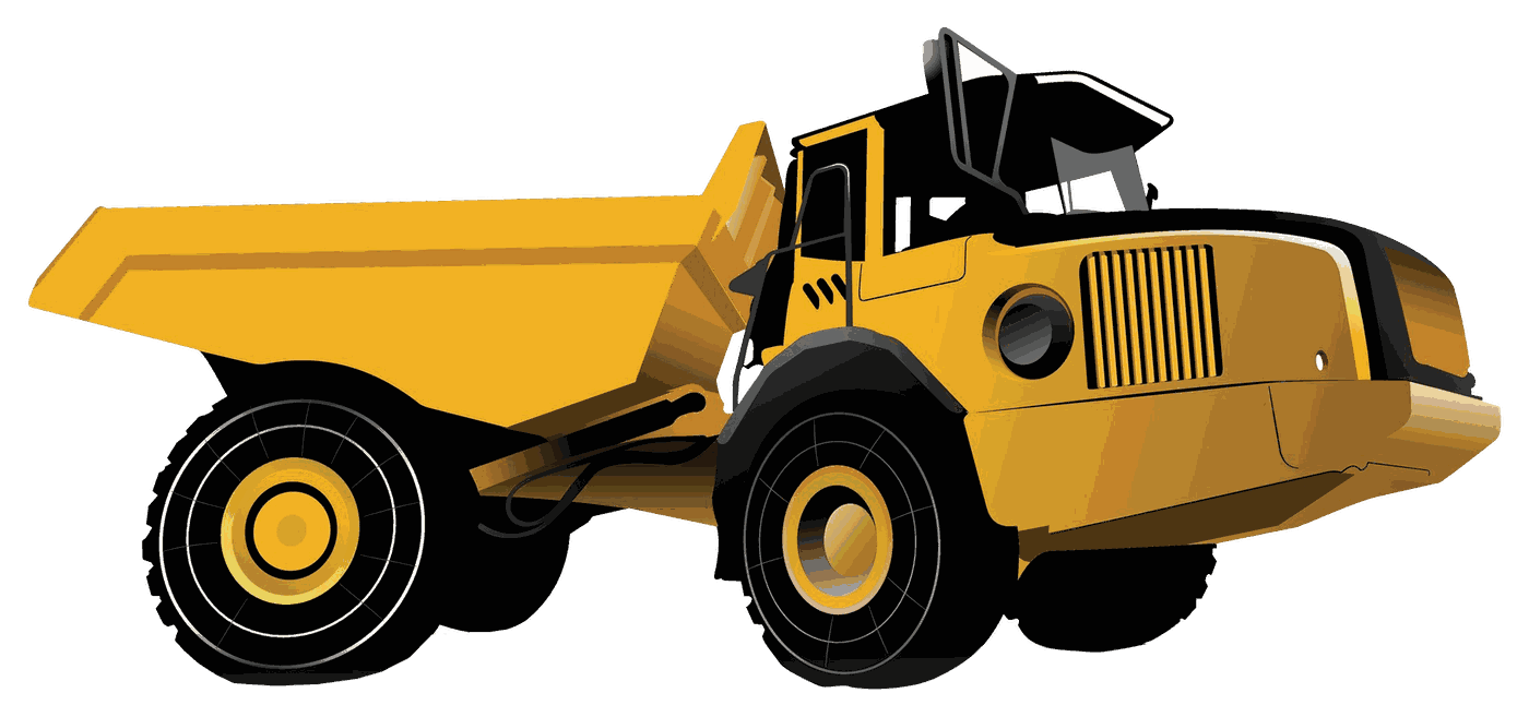 Yellow articulated dumper