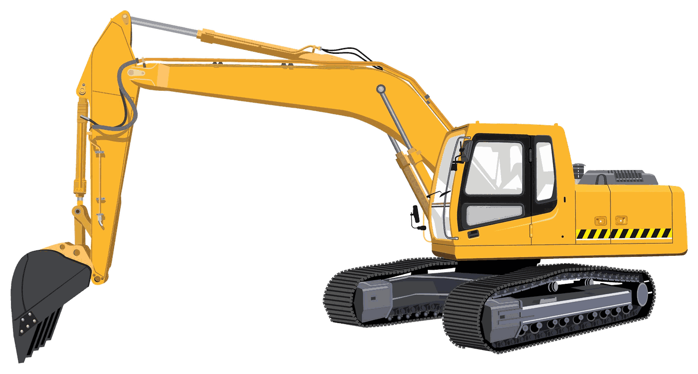 Yellow tracked excavator