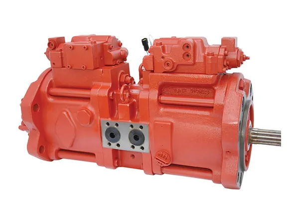 Punainen kaivinkoneen hydraulipumppu